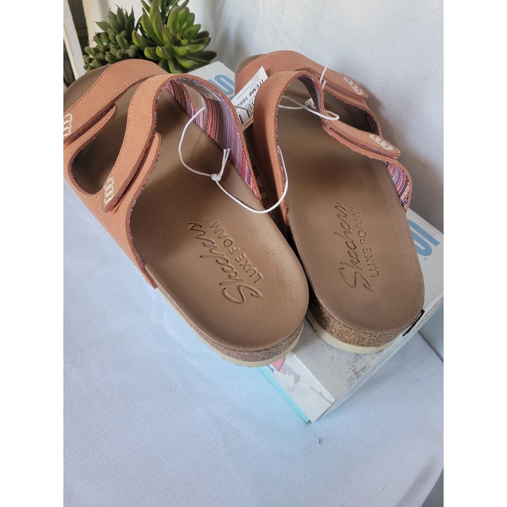 SKECHERS Women's 2-Strap Sandal Relaxed Fit with Luxe Foam, Coral,  Size 10 - Picture 3 of 8